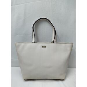 Kate Spade New York White Leather Double Handle Tote Bag